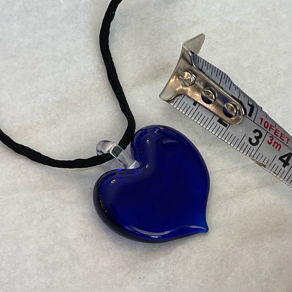 NWOT Italian Murano Glass Large Deep Purple Heart Pendant - Picture 10 of 12